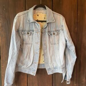 I Love H81 denim jacket Bees Women Size M Anthropologie